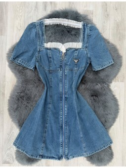 Vestido jean azul cierre prada