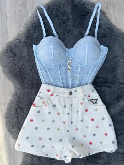 Corset luciana encaje azul...