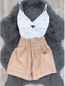 Short cuerina beige prada