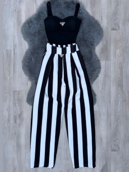 Pantalón rayas negro prada