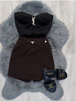Falda short tiger marrón prada