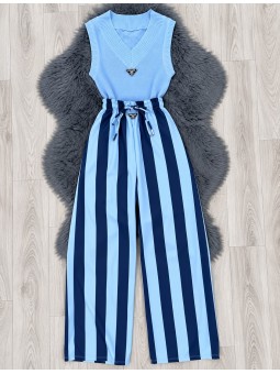 Pantalón cordón azul prada