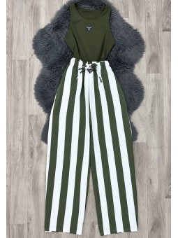 Pantalón cordón verde prada
