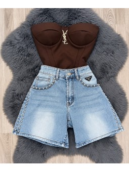 Short jean tachuelas prada