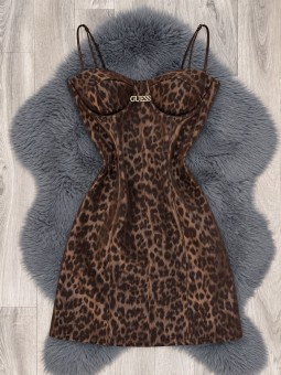 Vestido leopardo marrón guess