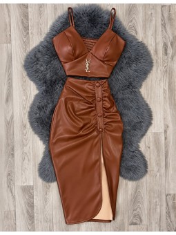 Conjunto cuerina marrón ysl