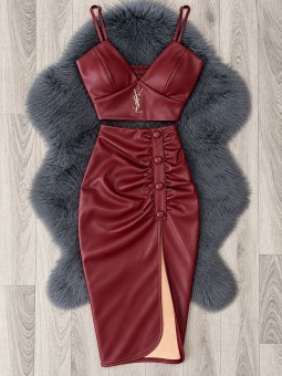 Conjunto cuerina vinotinto ysl