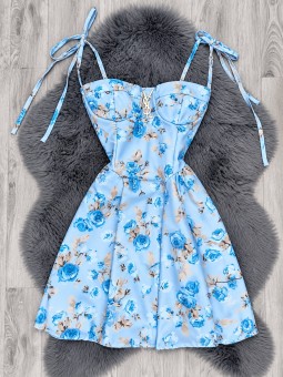 Vestido rosas azul ysl