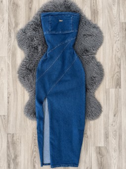Vestido jean azul oscuro prada
