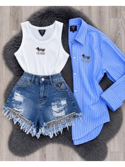 Short jean brillos prada