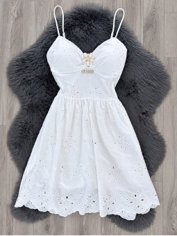 Vestido flor encaje blanco...