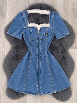 Vestido jean azul cierre prada