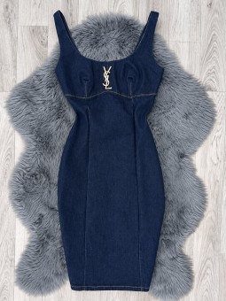 Vestido jean azul oscuro...