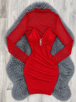 Vestido brilli brilli rojo ysl