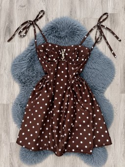 Vestido puntys marrón ysl