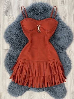 Vestido flecos color...