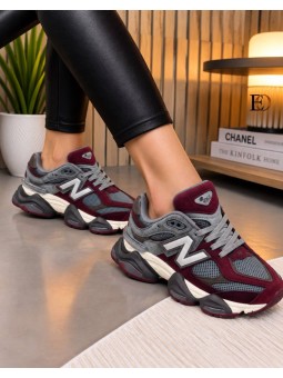 Deportivas NB gris y granate