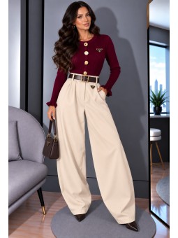Pantalón con cinturon beige...